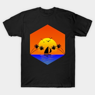 MINIMALIST SUNSET LANDSCAPE AT THE SEA T-Shirt